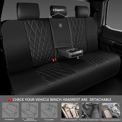 CAR PASS Piping Luxury Faux PU Leather Two Front Car Seat Covers, Waterproof Anti Slip Seat Covers Compatible with Front Seat Armrests,Universal Fit for Suvs,Vans,Trucks, Airbag Compatible(All Black)