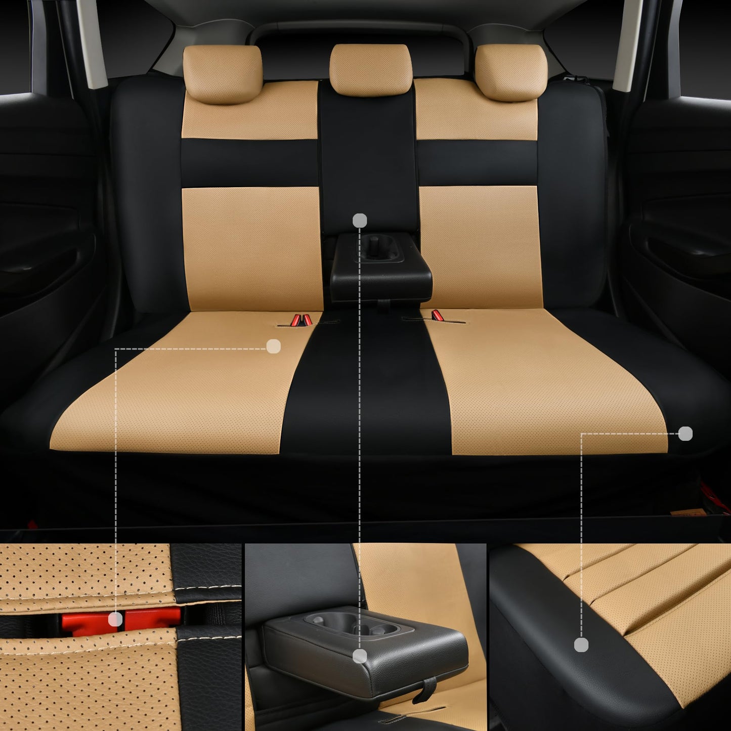 CAR PASS Leather Car Seat Covers Front Seats Only, 3D Foam Support Car Seat Covers, Universal fit for Trucks Vans SUVs Sedans Automotive Comfortable, Airbag Compatible 2 Pieces Front Solid Black