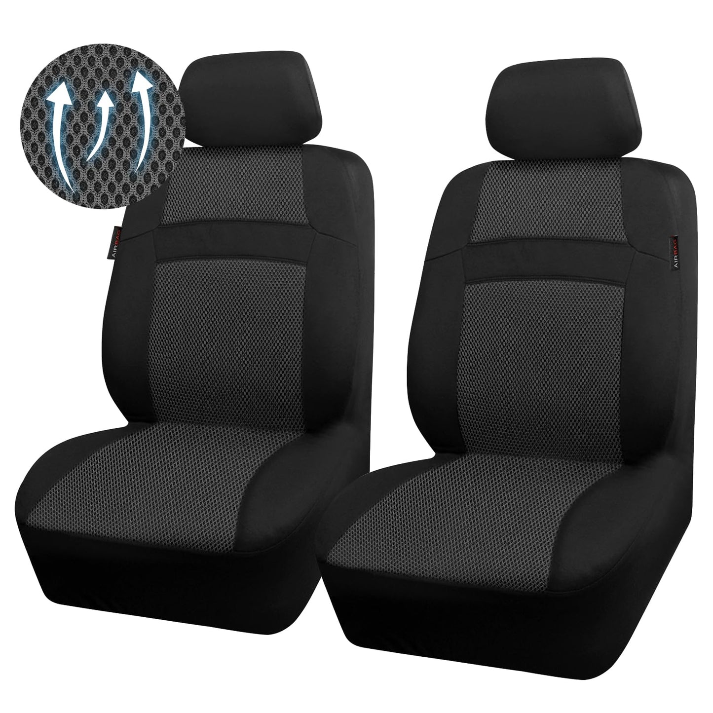 CAR PASS Seat Cover Full Sets, 3D Air Mesh Car Seat Cover with 5mm Composite Sponge Inside,Airbag Compatible Universal Fit for SUV,Vans,sedans, Trucks, Automotive Interior Covers(All Black)