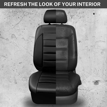 CAR PASS Leather Car Seat Covers Front Seats Only, 3D Foam Support Car Seat Covers, Universal fit for Trucks Vans SUVs Sedans Automotive Comfortable, Airbag Compatible 2 Pieces Front Solid Black