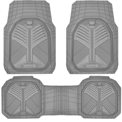 CAR PASS Heavy Duty Rubber Car Mats, Deep-Dish Odorless Car Floor Mats All Weather, Universal Trim-to-Fit for SUVs Trucks Sedans, Waterproof Anti-Slip, 3 Pieces V12 Black