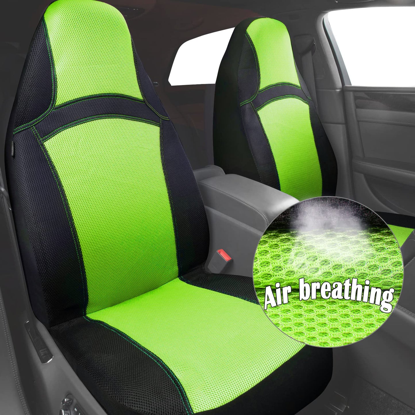 CAR PASS Seat Cover Full Sets, 3D Air Mesh Car Seat Cover with 5mm Composite Sponge Inside,Airbag Compatible Universal Fit for SUV,Vans,sedans, Trucks, Automotive Interior Covers(All Black)