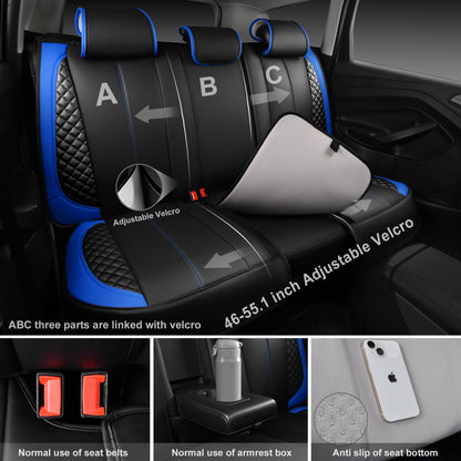 CAR PASS Nappa PU Leather Car Seat Covers Full Set Waterproof Protector Durable Cushioned,Universal Fit for Sedan SUV Pick-up Truck,Automotive, Anti-Slip and Backseat Luxury Premium Deluxe(Black)