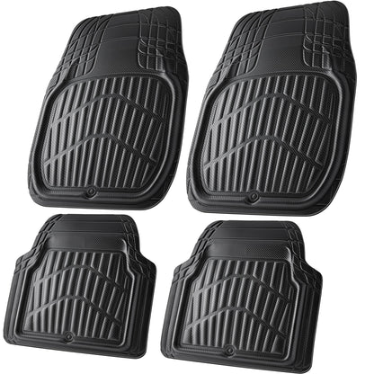 CAR PASS 4 Piece Leather Car Floor Mats -3D Cute Girly Waterproof All Weather Car Mat Full Set, Universal Trim to Fit &amp; Anti-Slip Burr Bottom &amp; Light Easy Clean for SUV Truck Auto Sedan Van(Pink)