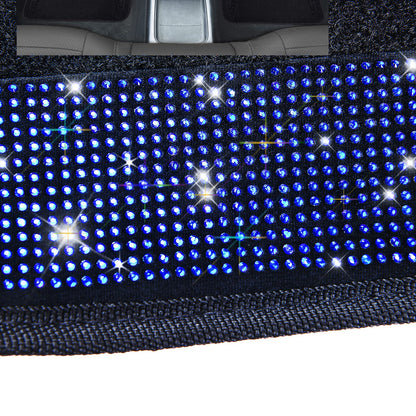 CAR PASS Bling Diamond Car Floor Mats, Shining Rhinestone Carpet Sparkly Glitter Crystal with Anti-Slip PVC Heel Pad Waterproof Universal Fit Automotive SUV,Sedan,Van,Cute Girl Women,4pcs Black Sliver