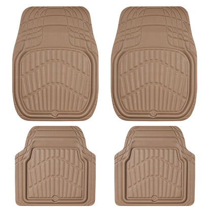 CAR PASS 4 Piece Leather Car Floor Mats -3D Cute Girly Waterproof All Weather Car Mat Full Set, Universal Trim to Fit &amp; Anti-Slip Burr Bottom &amp; Light Easy Clean for SUV Truck Auto Sedan Van(Pink)