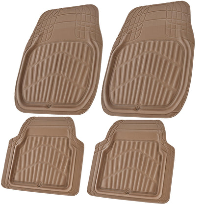 CAR PASS 4 Piece Leather Car Floor Mats -3D Cute Girly Waterproof All Weather Car Mat Full Set, Universal Trim to Fit &amp; Anti-Slip Burr Bottom &amp; Light Easy Clean for SUV Truck Auto Sedan Van(Pink)