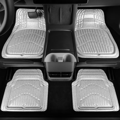 CAR PASS 4 Piece Leather Car Floor Mats -3D Cute Girly Waterproof All Weather Car Mat Full Set, Universal Trim to Fit &amp; Anti-Slip Burr Bottom &amp; Light Easy Clean for SUV Truck Auto Sedan Van(Pink)