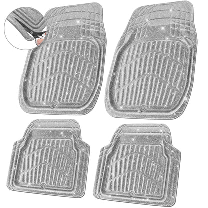 CAR PASS 4 Piece Leather Car Floor Mats -3D Cute Girly Waterproof All Weather Car Mat Full Set, Universal Trim to Fit &amp; Anti-Slip Burr Bottom &amp; Light Easy Clean for SUV Truck Auto Sedan Van(Pink)