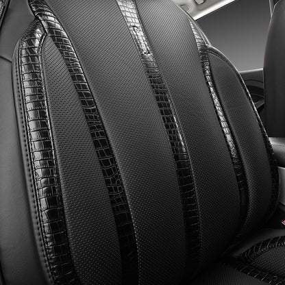 CAR Pass Nappa Leather Car Seat Covers, Durable Waterproof Luxury Universal for SUV Pick-up Truck Sedan, Anti-Slip Driver 5 Seats Covers Full Set with Backrest (Black Chameleon Iridescent Reflective)