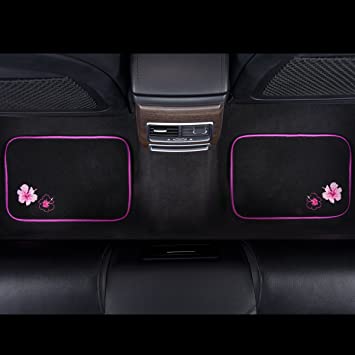 Embroidery Butterfly and Flower Universal Fit Car Floor Mats, Fit for Suvs,Sedans,Trucks,Cars, Set of 4-Pink Butterfly Flower