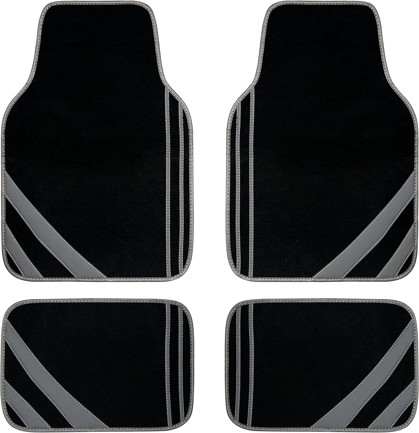 CAR PASS Beige Car Floor Mats, Edge Leather Car Mats with Double Stitch Line and Anti-Slip Backing Design, Fit 95% Automotive,SUVS,Sedan,Vans