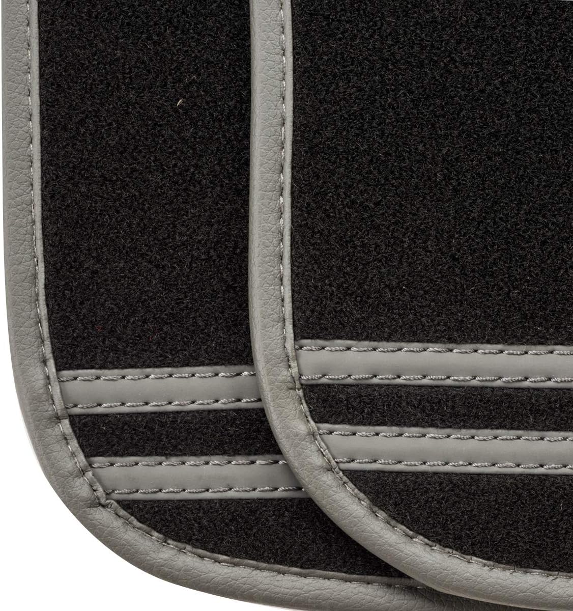 CAR PASS Beige Car Floor Mats, Edge Leather Car Mats with Double Stitch Line and Anti-Slip Backing Design, Fit 95% Automotive,SUVS,Sedan,Vans