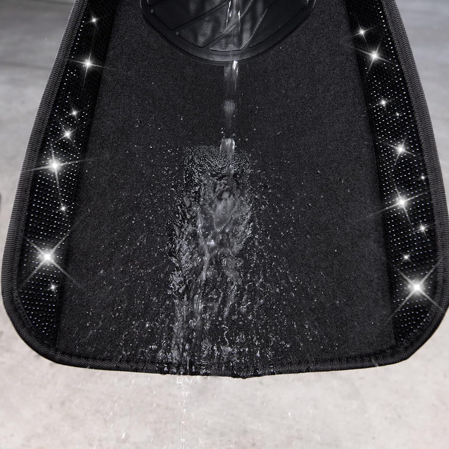 CAR PASS Bling Diamond Car Floor Mats, Shining Rhinestone Carpet Sparkly Glitter Crystal with Anti-Slip PVC Heel Pad Waterproof Universal Fit Automotive SUV,Sedan,Van,Cute Girl Women,4pcs