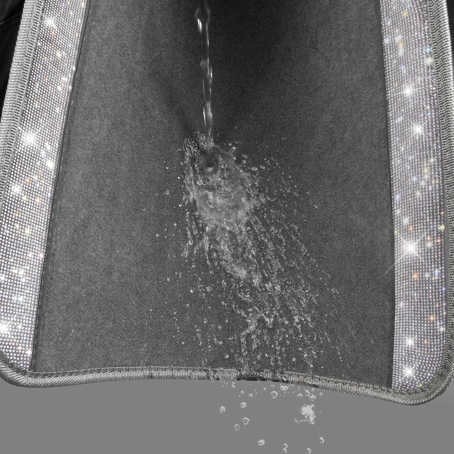 CAR PASS Bling Diamond Car Floor Mats, Shining Rhinestone Carpet Sparkly Glitter Crystal with Anti-Slip PVC Heel Pad Waterproof Universal Fit Automotive SUV,Sedan,Van,Cute Girl Women,4pcs