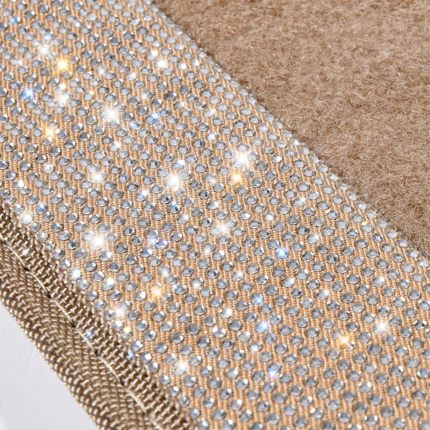 CAR PASS Bling Diamond Car Floor Mats, Shining Rhinestone Carpet Sparkly Glitter Crystal with Anti-Slip PVC Heel Pad Waterproof Universal Fit Automotive SUV,Sedan,Van,Cute Girl Women,4pcs