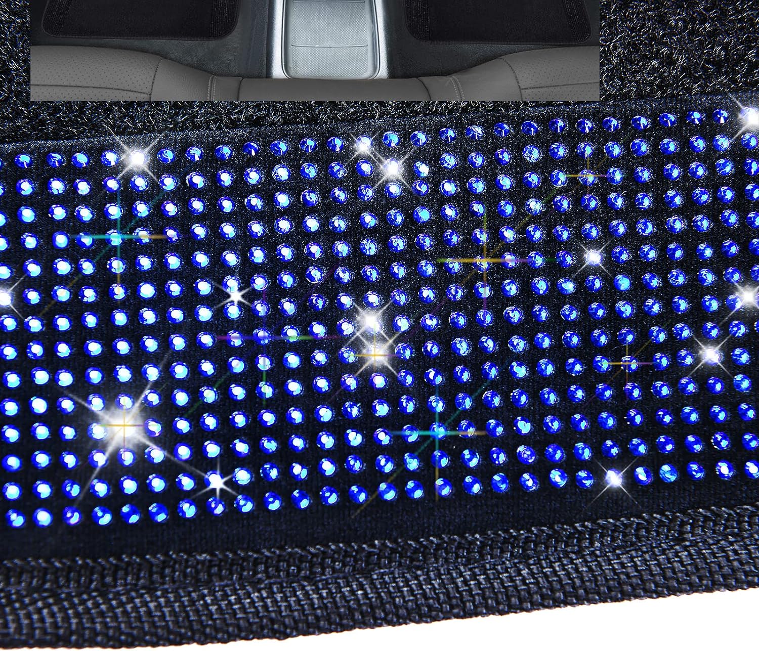 CAR PASS Bling Diamond Car Floor Mats, Shining Rhinestone Carpet Sparkly Glitter Crystal with Anti-Slip PVC Heel Pad Waterproof Universal Fit Automotive SUV,Sedan,Van,Cute Girl Women,4pcs