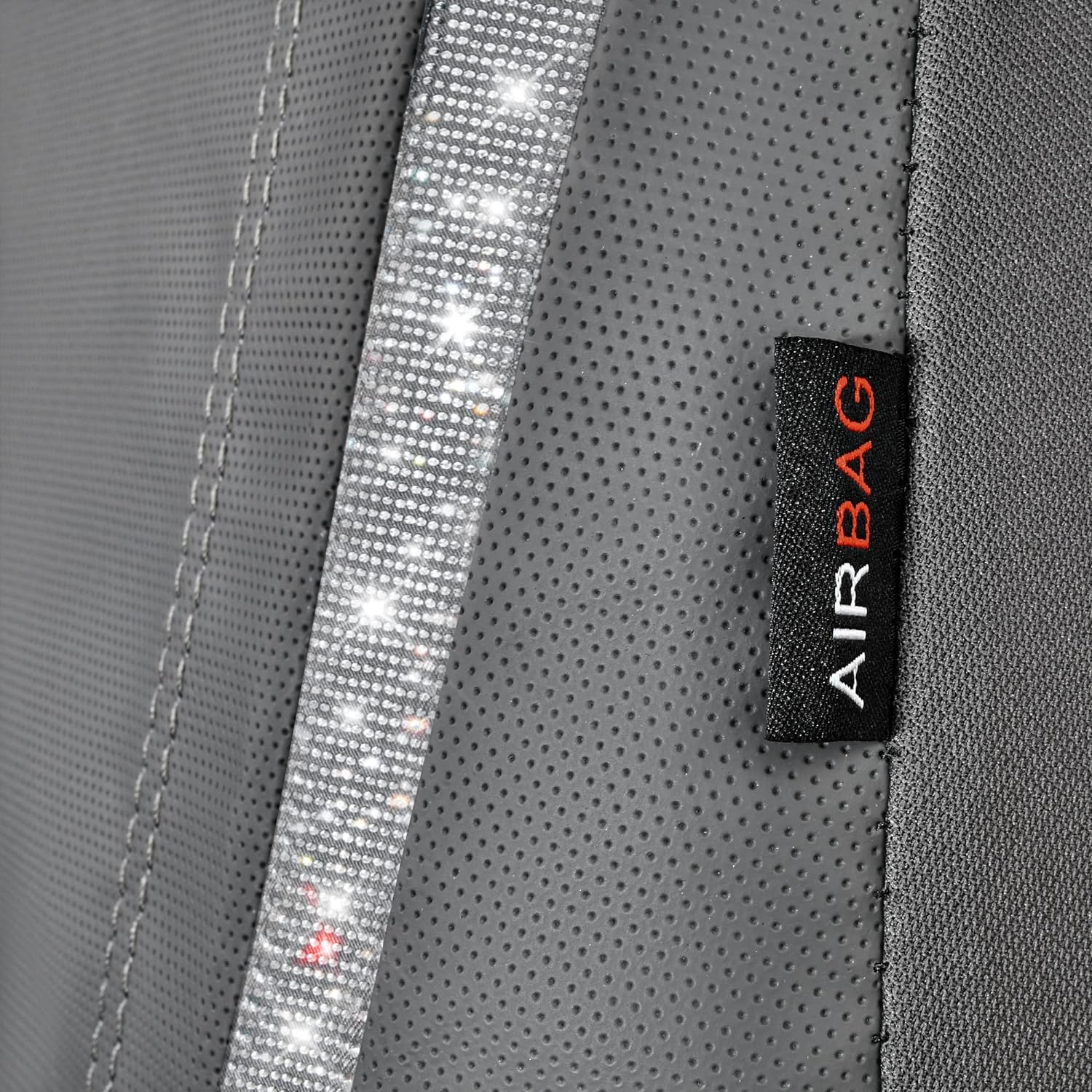 CAR PASS Leather Diamond Bling Car Seat Cover 2 Front Interior Sets, Waterproof Universal Shining Glitter Crystal Sparkle Fit for 95% Automotive Truck SUV Cute Women Girl