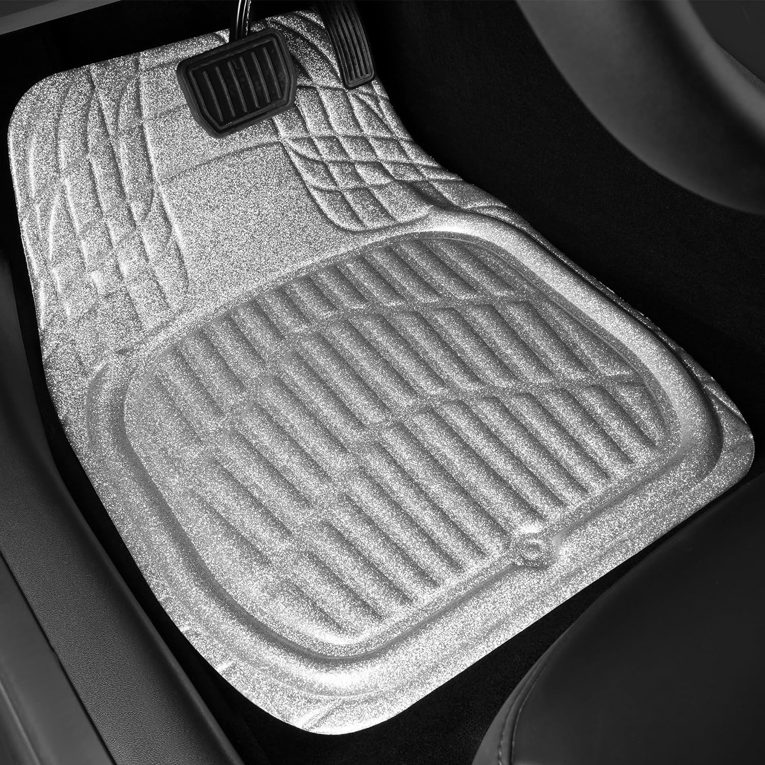 CASS Pass Leather Car Floor Mats -3D Waterproof All Weather, Universal Trim to Fit & Anti-Slip Burr Bottom Safety & Light Easy Clean Install for SUV Truck Auto (Pink) 4 Piece Sedan Van