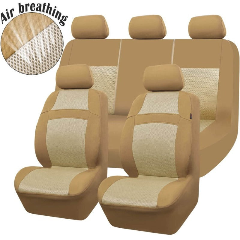 Rainbow Universal Fit 3D Air Mesh Car Seat Cover with 5mm Composite Sponge Inside-Pure Beige